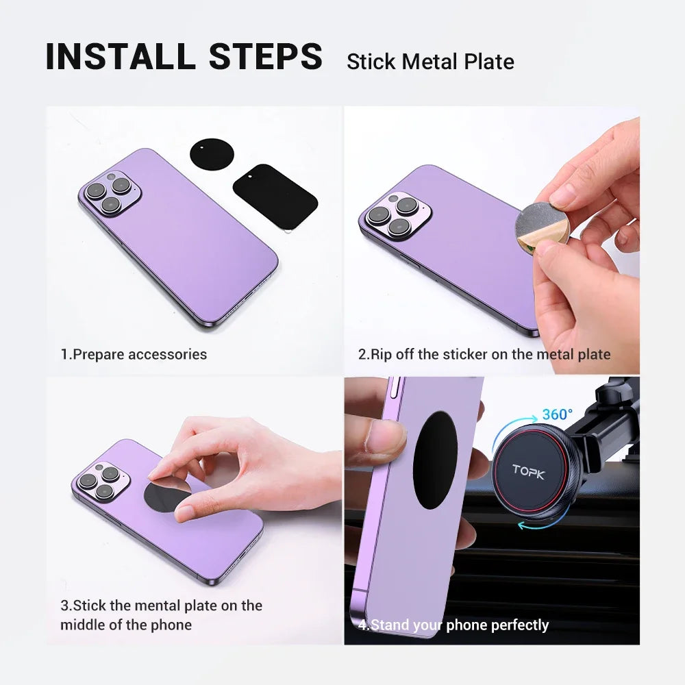 TOPK Magnetische Auto-Handyhalterung für Windschutzscheibe und Armaturenbrett, [Starke Saugkraft], verstellbarer lang...