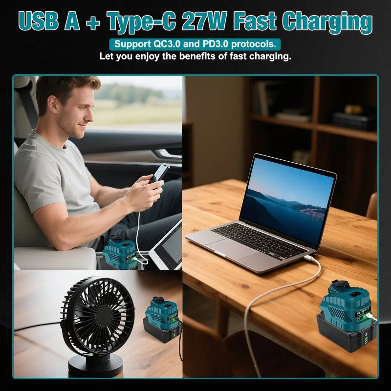USB-Ladeadapter für Makita 18V Akkus – SwissGlanzGarage Ansicht 4