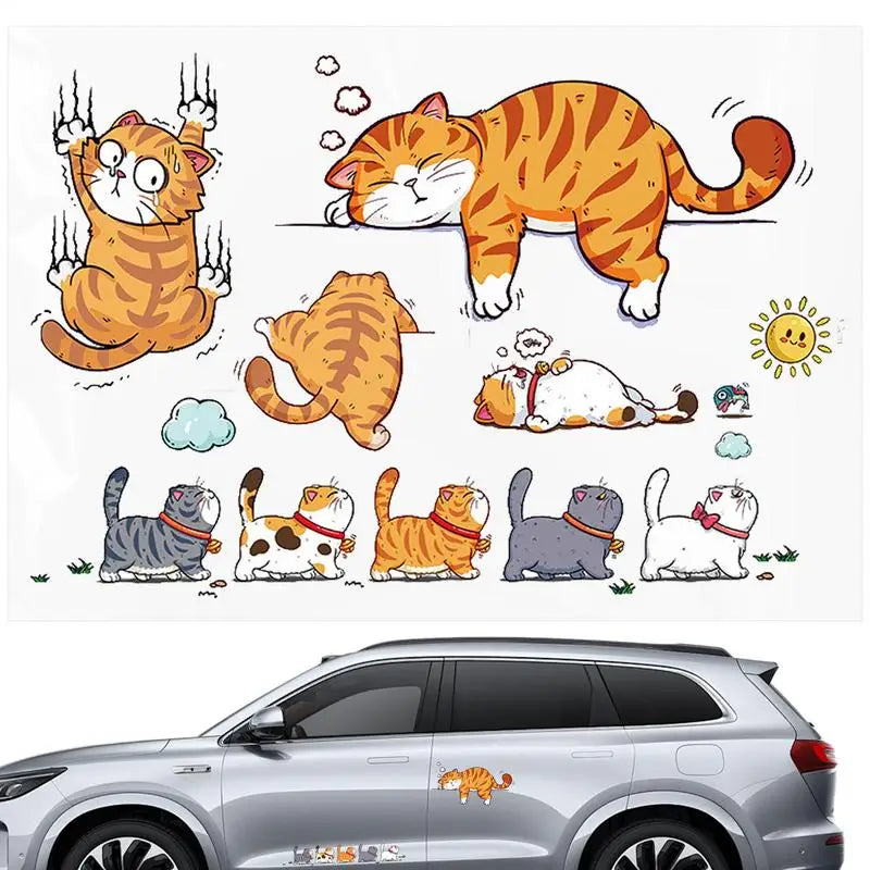Lustige Auto-Katzen-Aufkleber Set – SwissGlanzGarage Ansicht 3