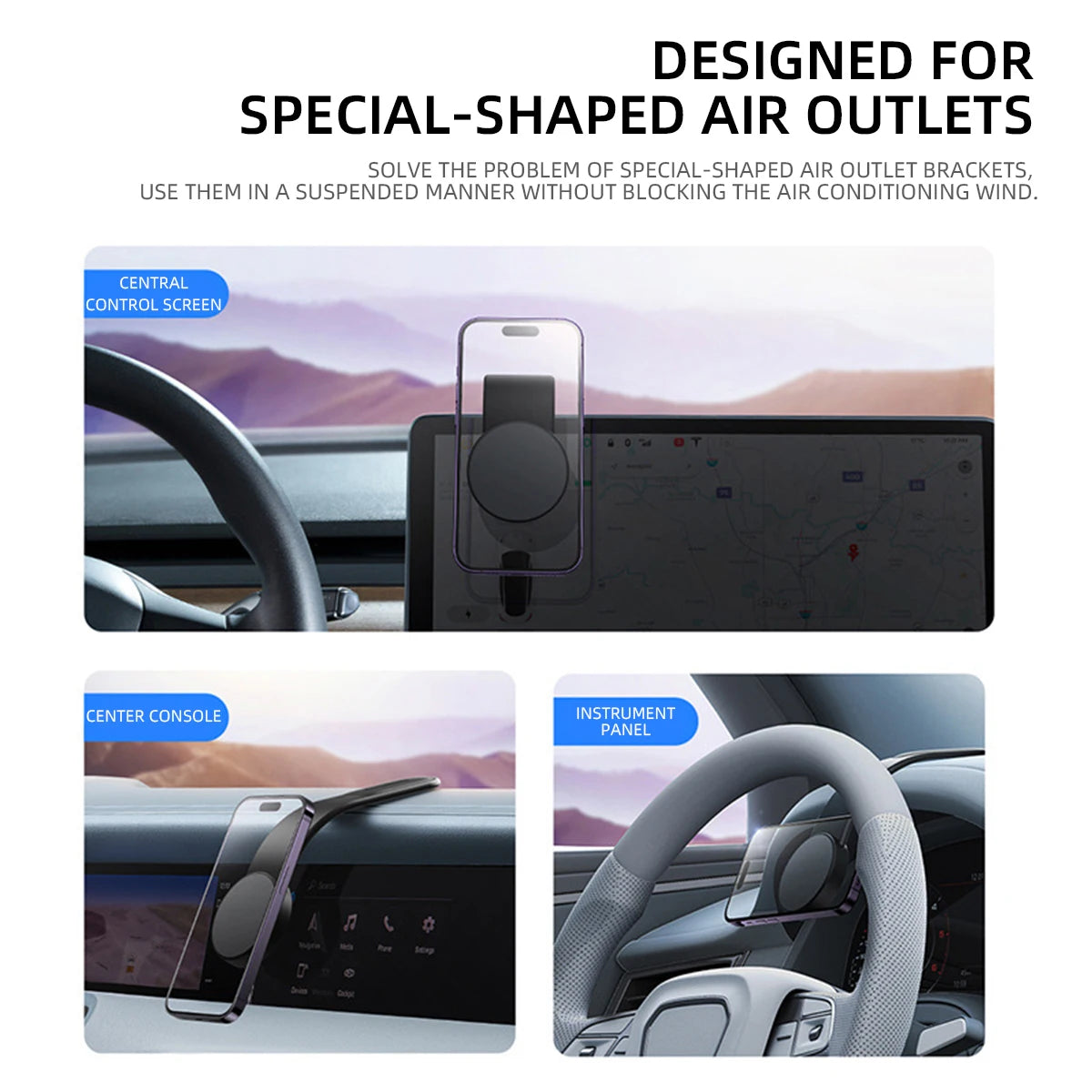 Magnetische Auto-Handyhalterung für Armaturenbrett und Lüftungsschlitz mit 360°-Drehung ° Drehbare GPS-Halterung für ...