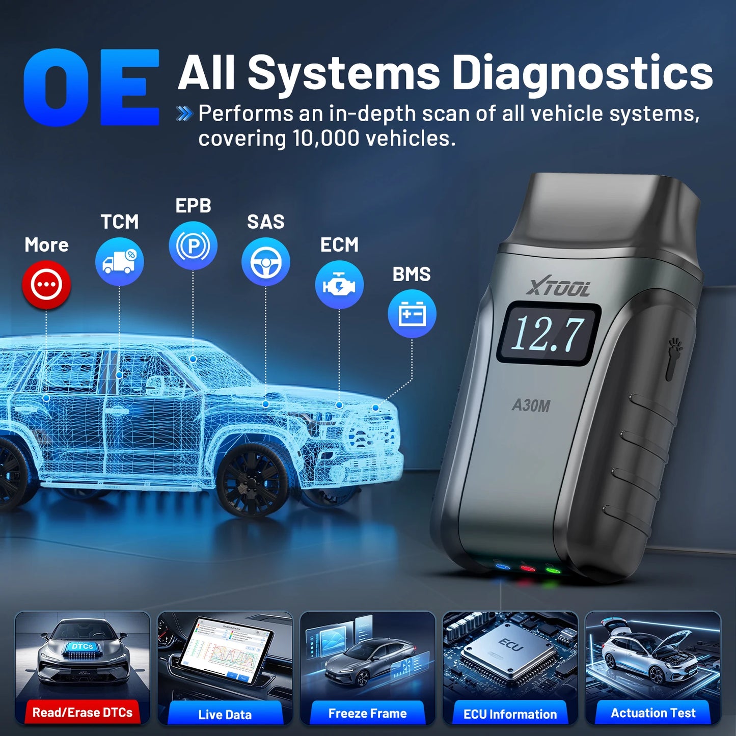 XTOOL A30M V2.0 OBD2 Diagnosegerät – SwissGlanzGarage Ansicht 4