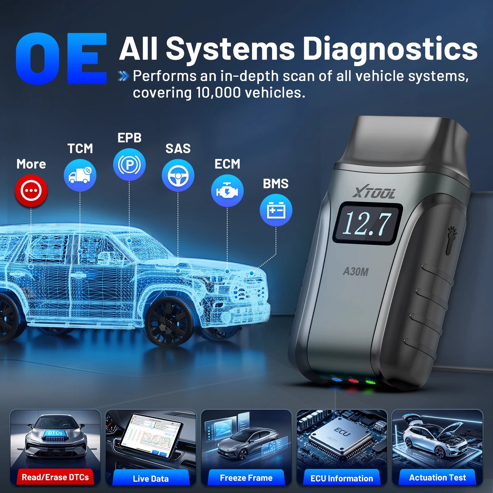 XTOOL A30M V2.0 OBD2 Diagnosegerät – SwissGlanzGarage Ansicht 4