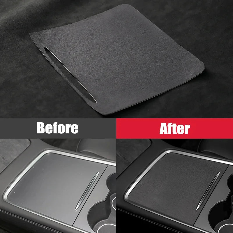 Suede Abdeckung für Mittelkonsole Tesla Model 3 Y 2021-2023 – SwissGlanzGarage Ansicht 3