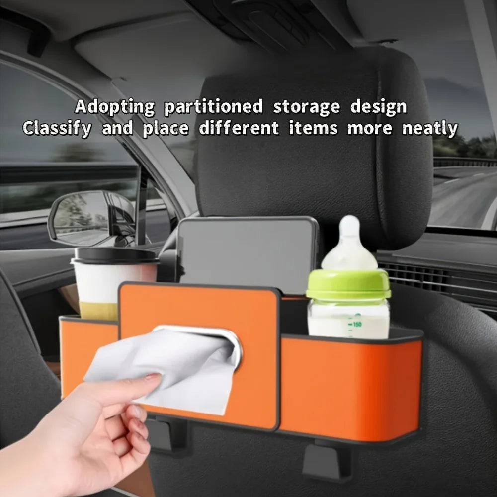 Autositz-Organizer mit ABS-Box und Taschentuchhalter. Doppelte