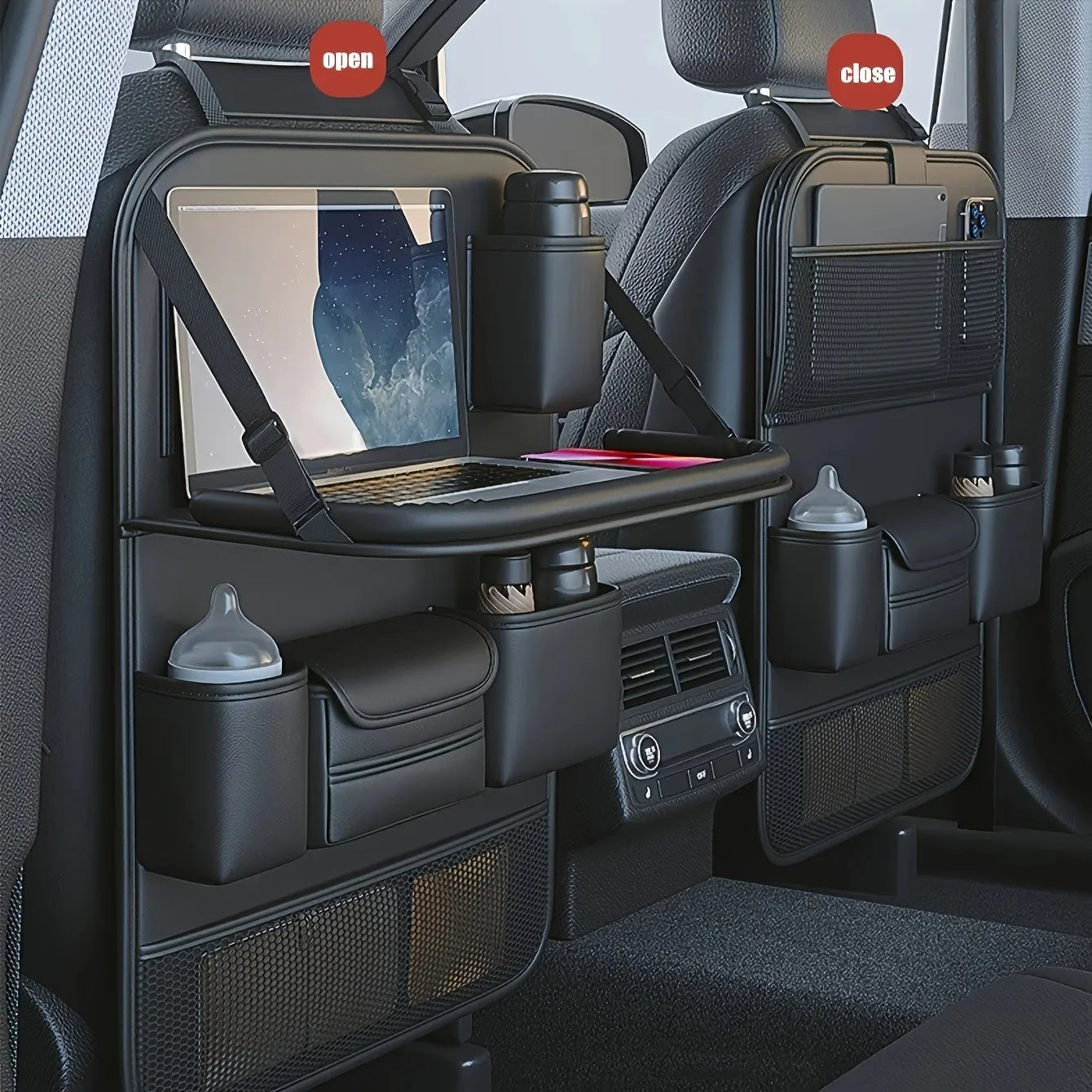 Auto-Rücksitz-Organizer mit Klappbarem Tisch PU-Leder