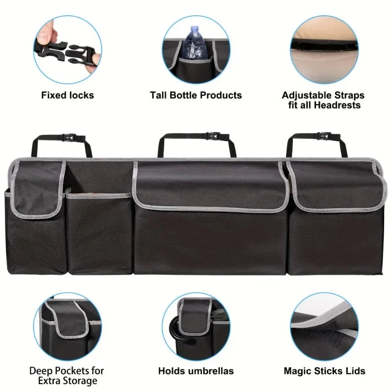 Autositz-Organizer mit 4 Taschen und 3 Deckeln