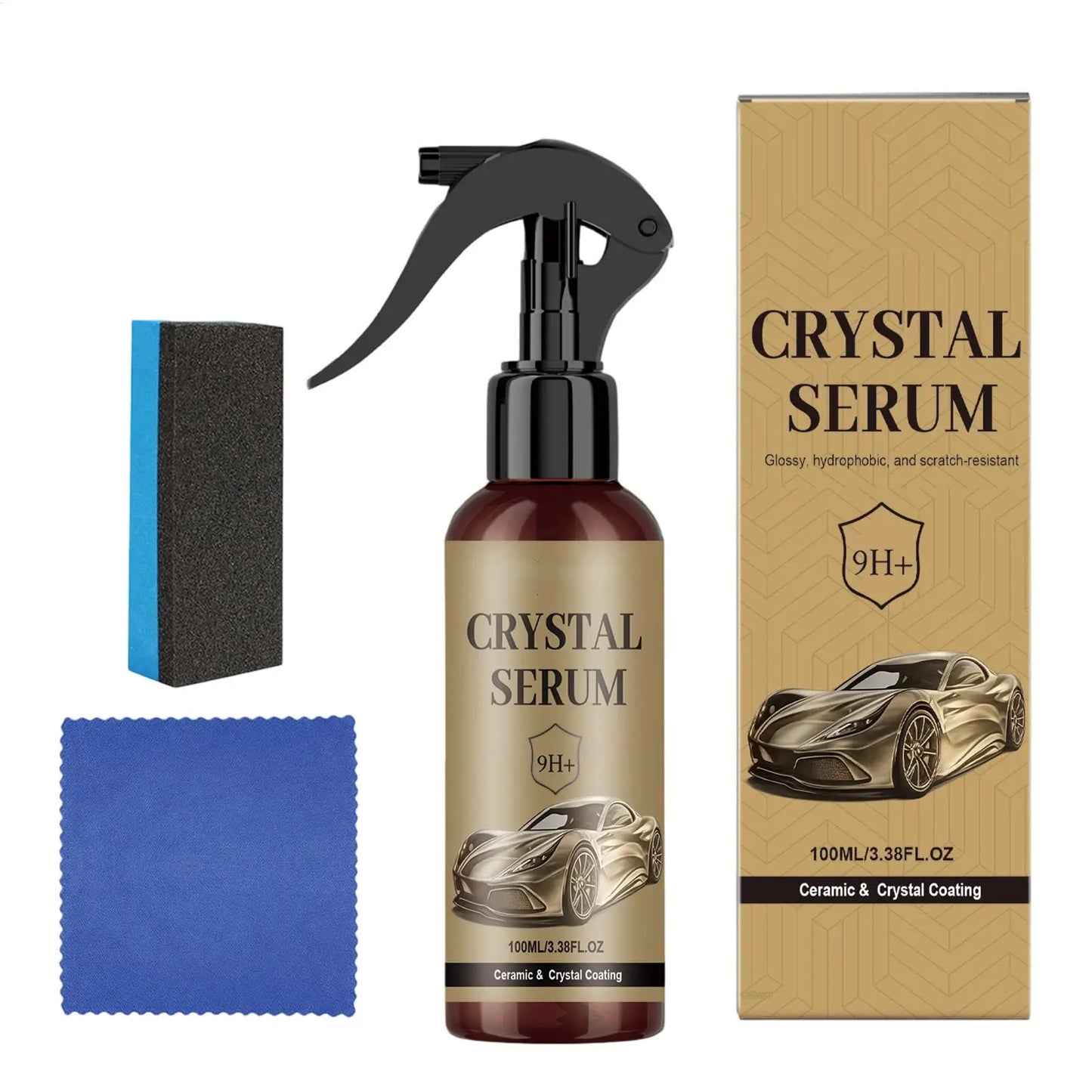 Auto-Keramikbeschichtungsspray 9H Professionelles Mittel 100ml Autolackbeschichtung mit Schwamm und Tuch für Autopfle...