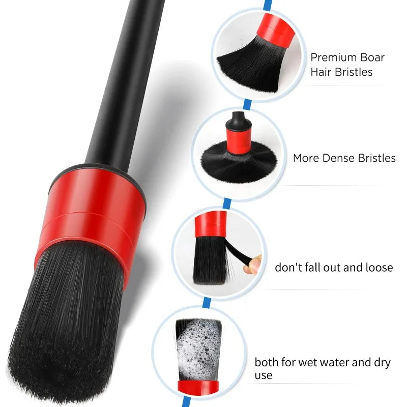 5Pcs Auto Reinigung Pinsel Kit Auto Detail Pinsel Staub Pinsel Für Auto Innen Detaillierung Pinsel Set Rad Felgen Sau...