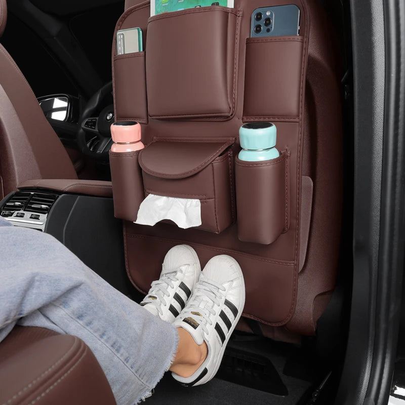 Auto Rücksitz Organizer Aufbewahrung tasche Leder Anti-Kick-Pad volle