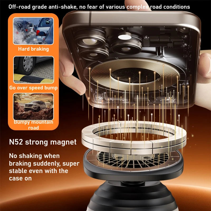 Magnetische Auto-Handyhalterung N52 Starker Magnet Große Basis Verstellbarer Teleskoparm für Auto-Armaturenbrett Wind...
