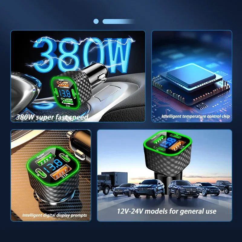 Lenovo 380W 4 in 1 USB Zigarettenanzünder Ladegerät – SwissGlanzGarage Ansicht 4