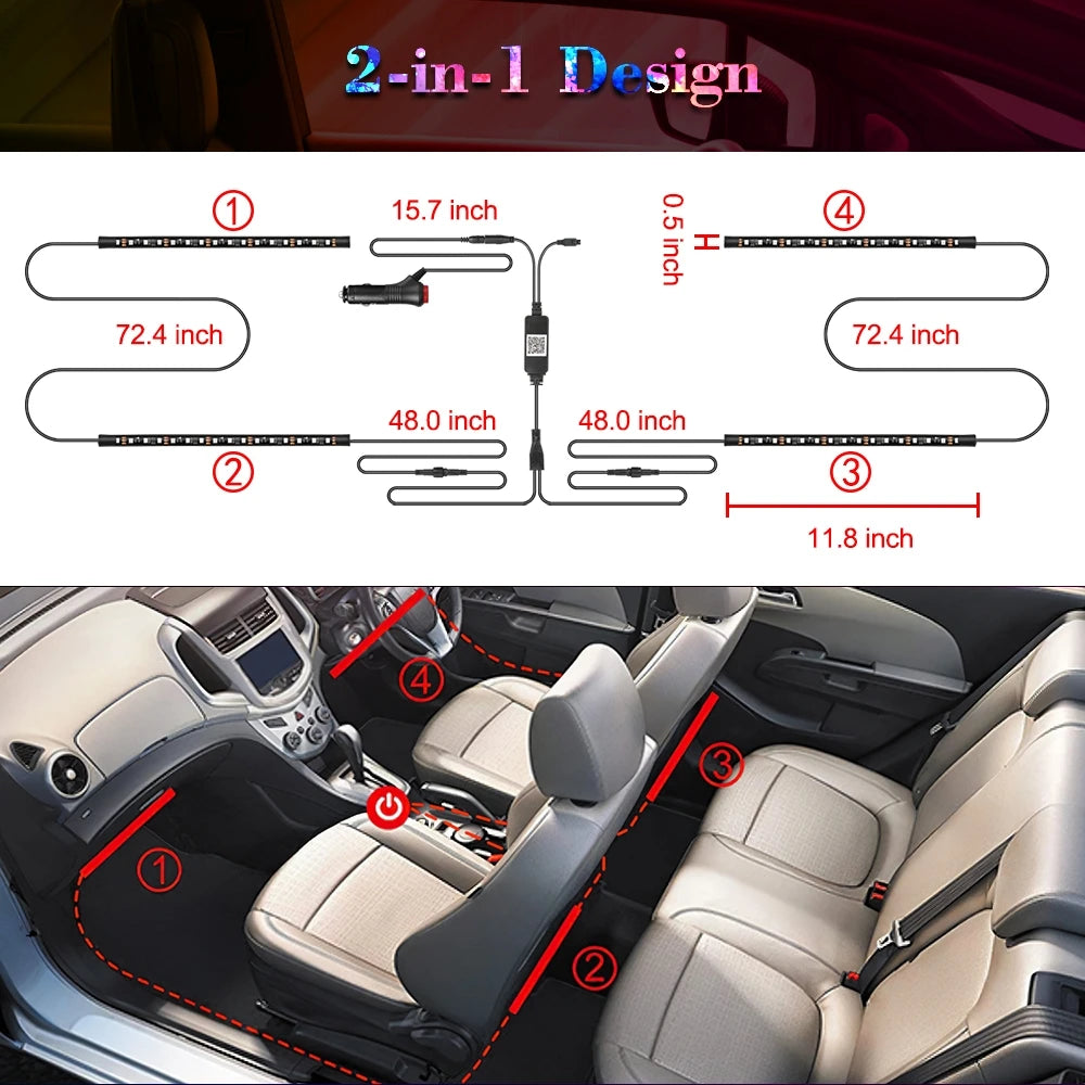 Auto Innen Lichter Neon Atmosphäre RGB LED Streifen Bar Auto