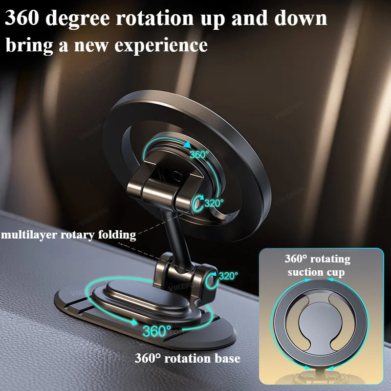 1040 ° Rotation Magnetischer Autotelefonhalter Ganzmetall-Magnet-Handyständer Armaturenbretthalterung für Magsafe iPh...