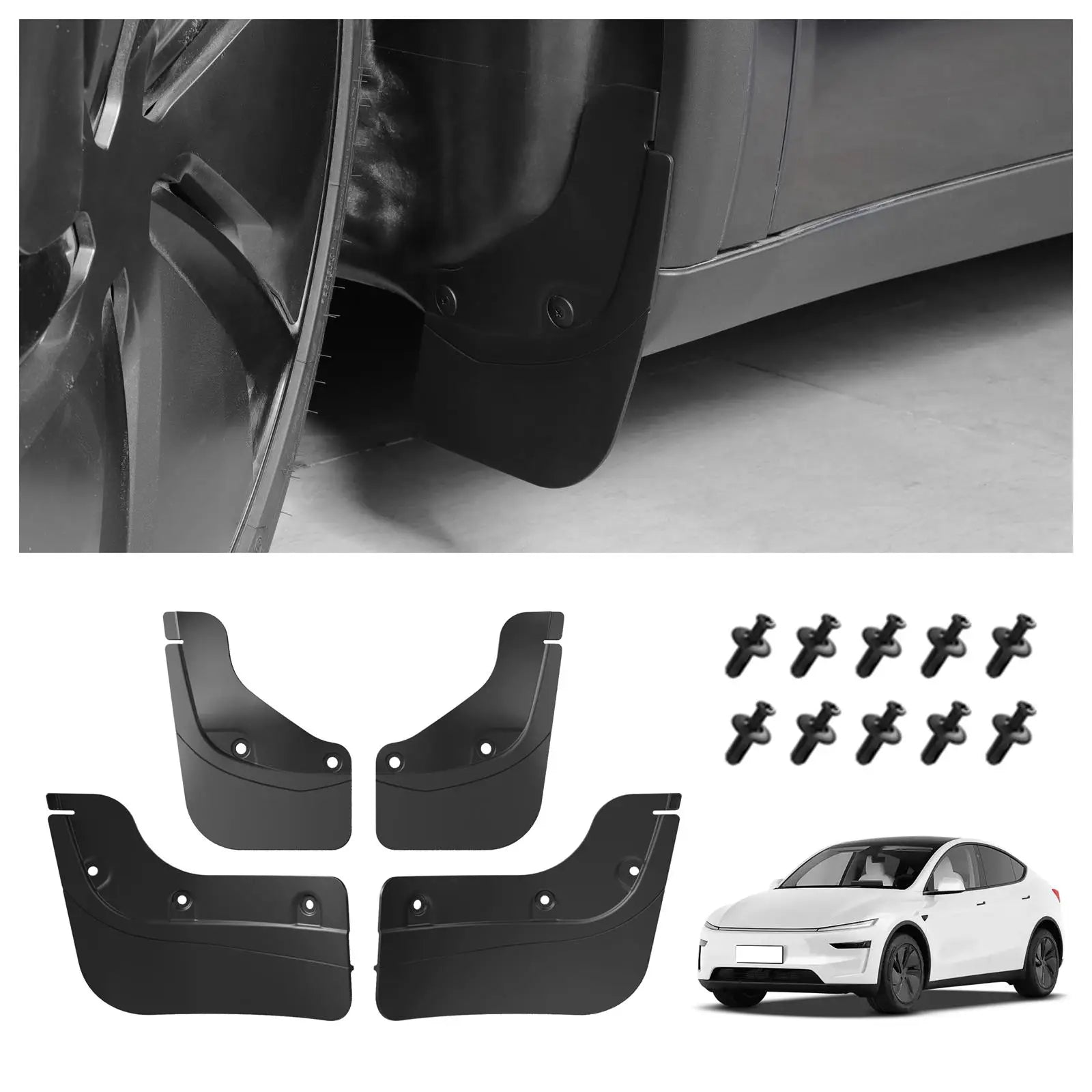 Mud Flaps Set für Tesla Model Y Juniper 2025 – SwissGlanzGarage Ansicht 3