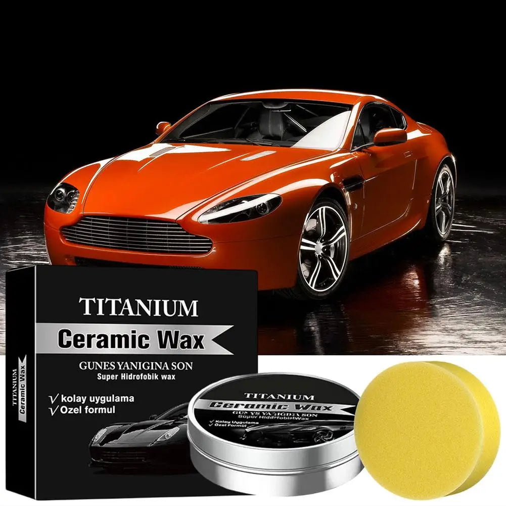 Titan-Keramik Autowachs-Politur, Hydrophobe Autolack-Glanzversiegelung, Staubschutz-Wachs mit Applikator-Schwamm