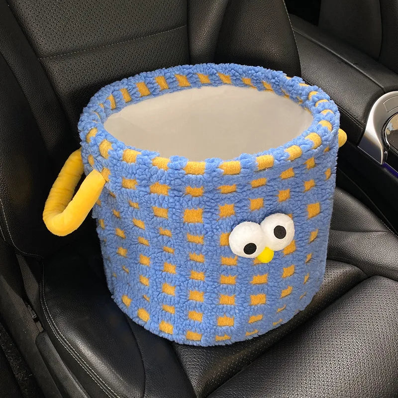 Auto Mülleimer Nette Auge Weiche Plüsch Auto Stamm Müll Organizer