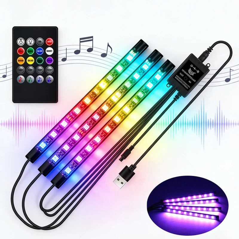 RGB Schallaktivierte Auto-Innenraumbeleuchtung USB Farbwechselnde