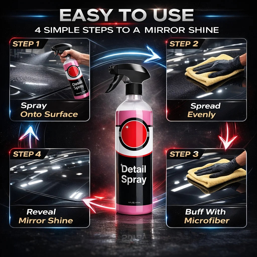 Auto-Detail-Spray 16 oz (473ml) – Schnellpflegemittel für Hochglanz, Wasserlose Reinigung & Streifenfreies Finish