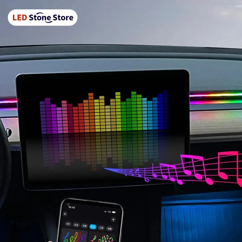 64 Farben Auto-LED-Ambientebeleuchtung USB-Acrylstreifen 110cm