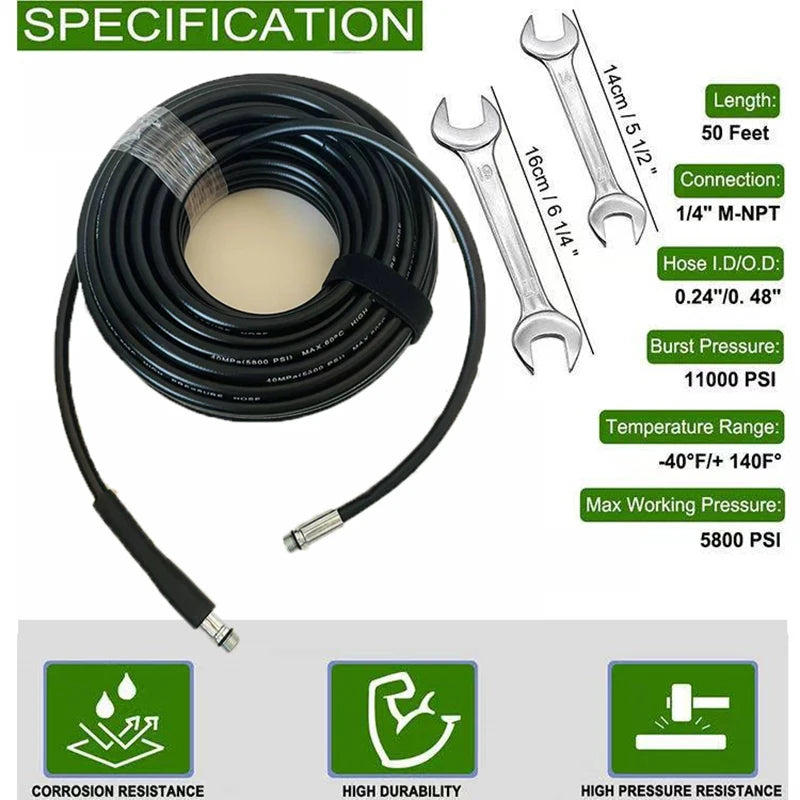 High Pressure Jet Washer Sewer Hose Cleaning Kit High Pressure Drainage Water Pipe Cleaner Sewer Drain Water Cleaning Ho