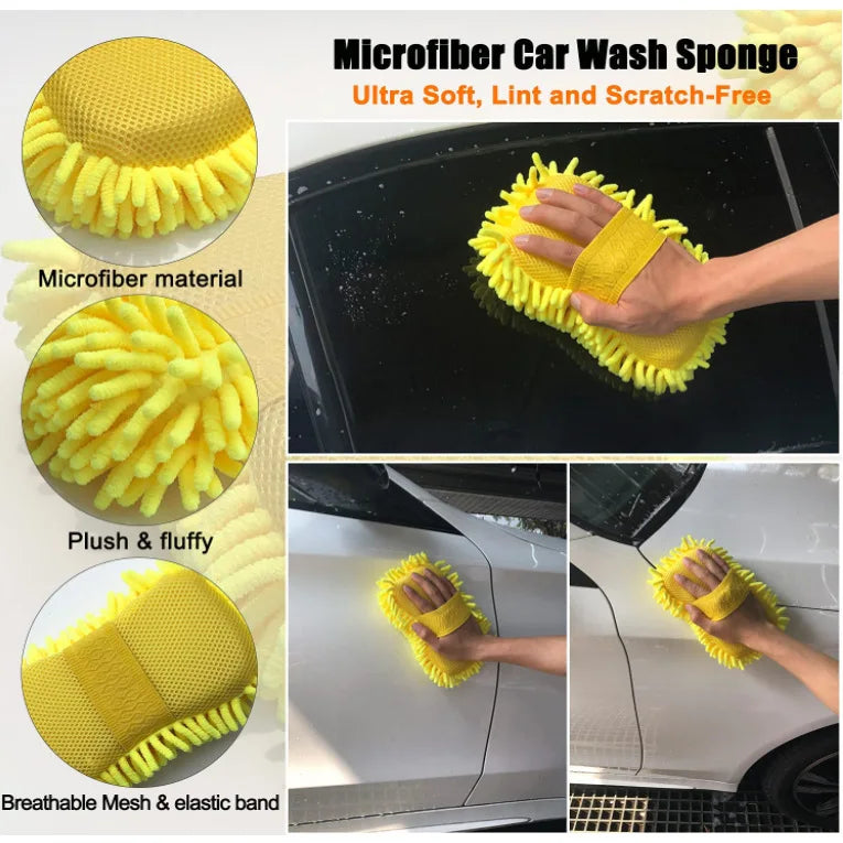 Heißer Verkauf: Auto-Oberflächen-Schaumwäsche – Chenille-Polyester-Mikrofaser-Detailing-Wachsapplikator, dicker Schau...