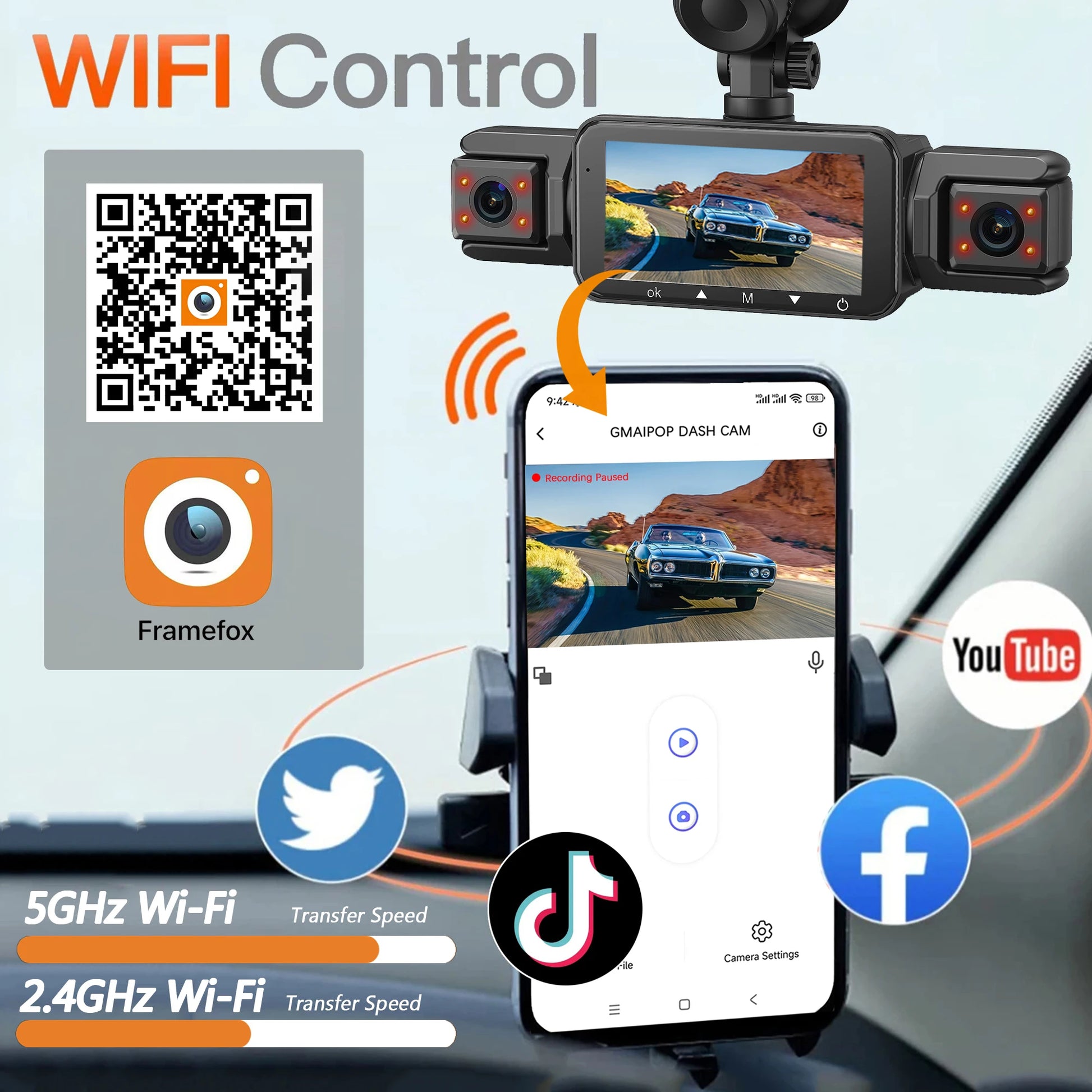 4-Kanal Dashcam FHD 1080P WiFi – SwissGlanzGarage Ansicht 3