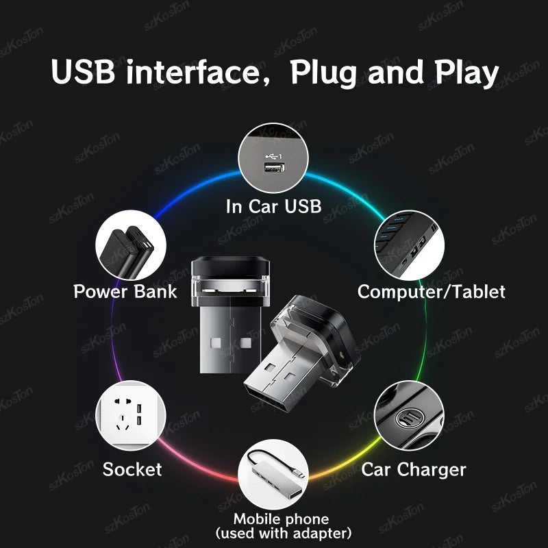 Universal USB Auto Innen Umgebungs Atmosphäre Licht LED Lichter