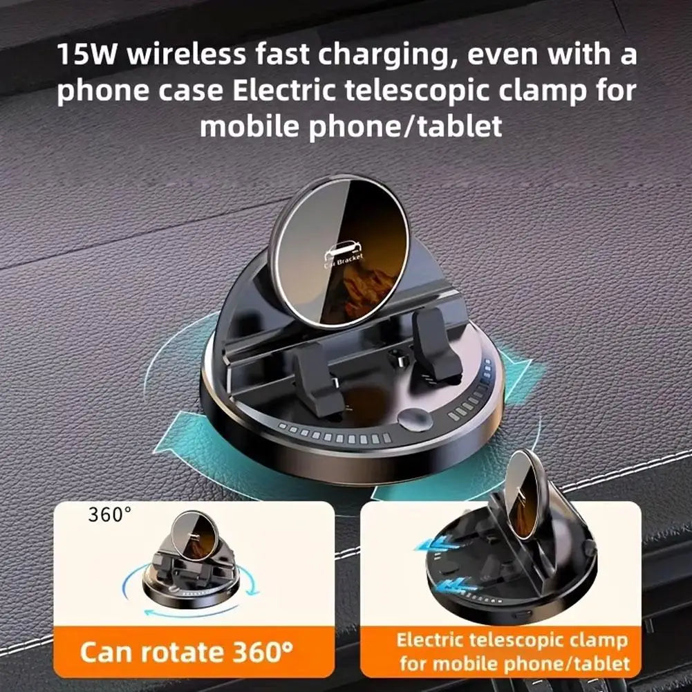 Autotelefonhalter, kabelloses Laden, Armaturenbrett, automatische Telefonunterstützung, 360 Grad drehbar, für Zuhause...
