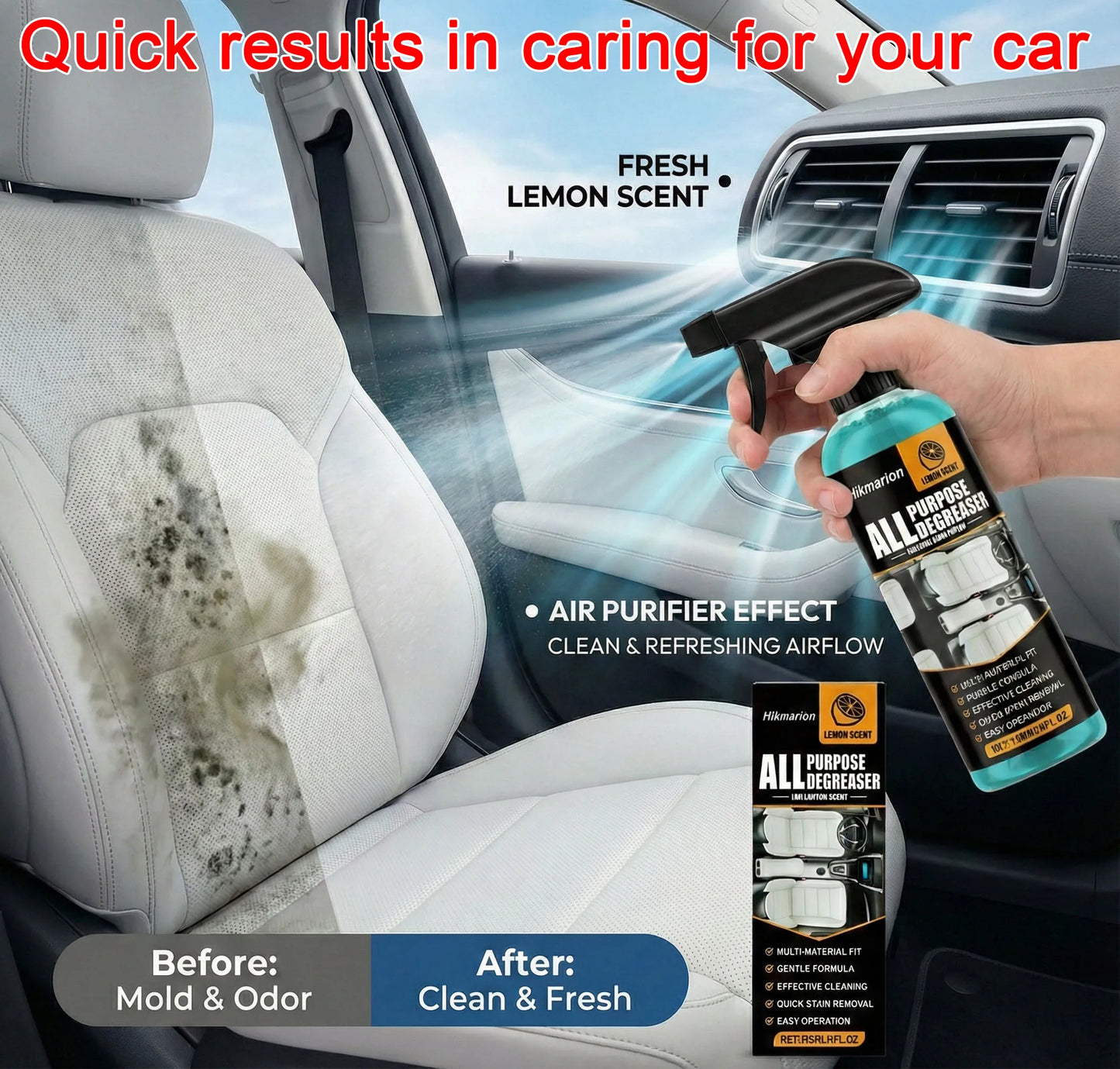 Auto-Reinigungsspray, Innenraumpflege, Schimmelentferner, beseitigt unangenehme Gerüche im Auto und erfrischt die Luft.