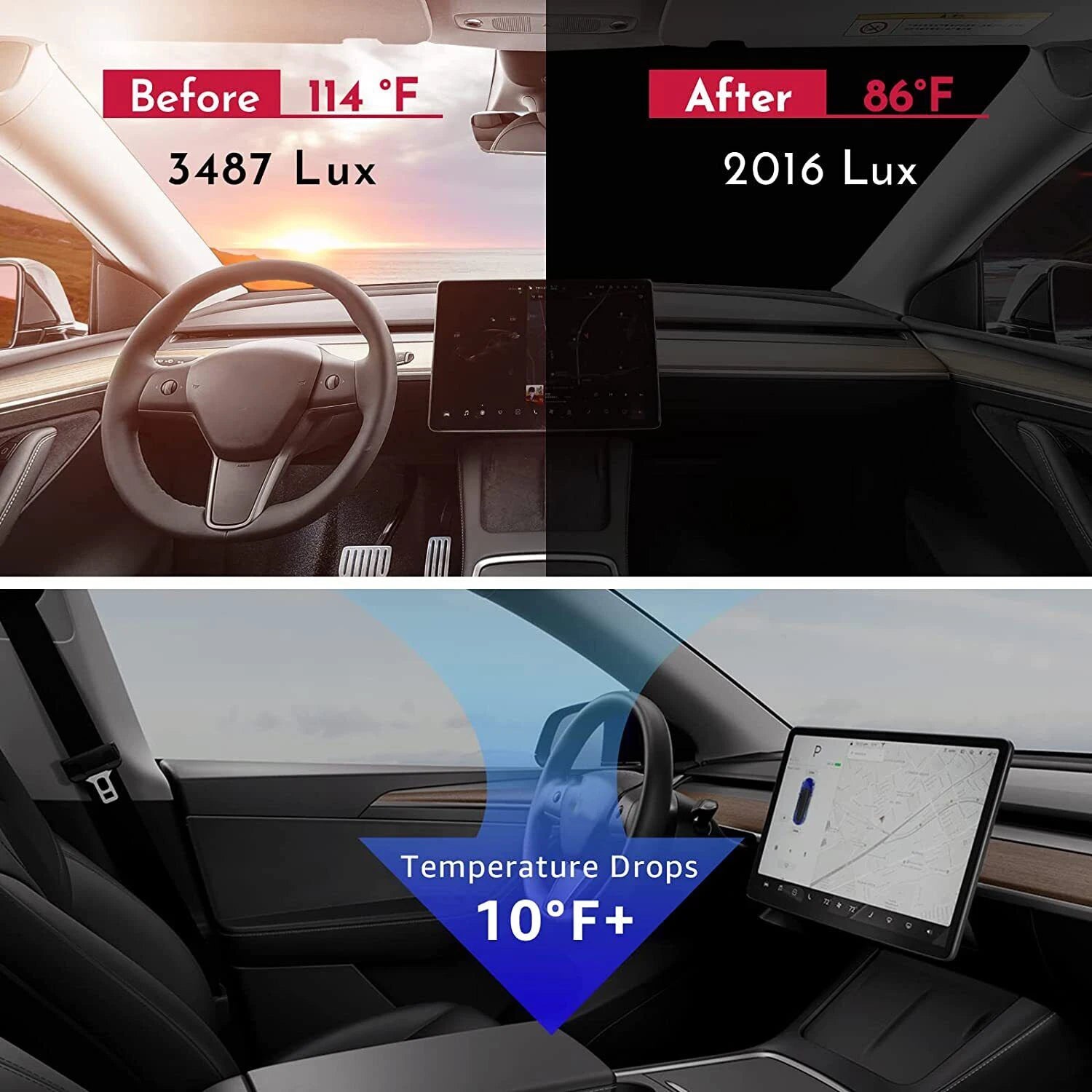 Windschutzscheiben-Sonnenschutz Tesla Model Y 2017-2025 – SwissGlanzGarage Ansicht 3