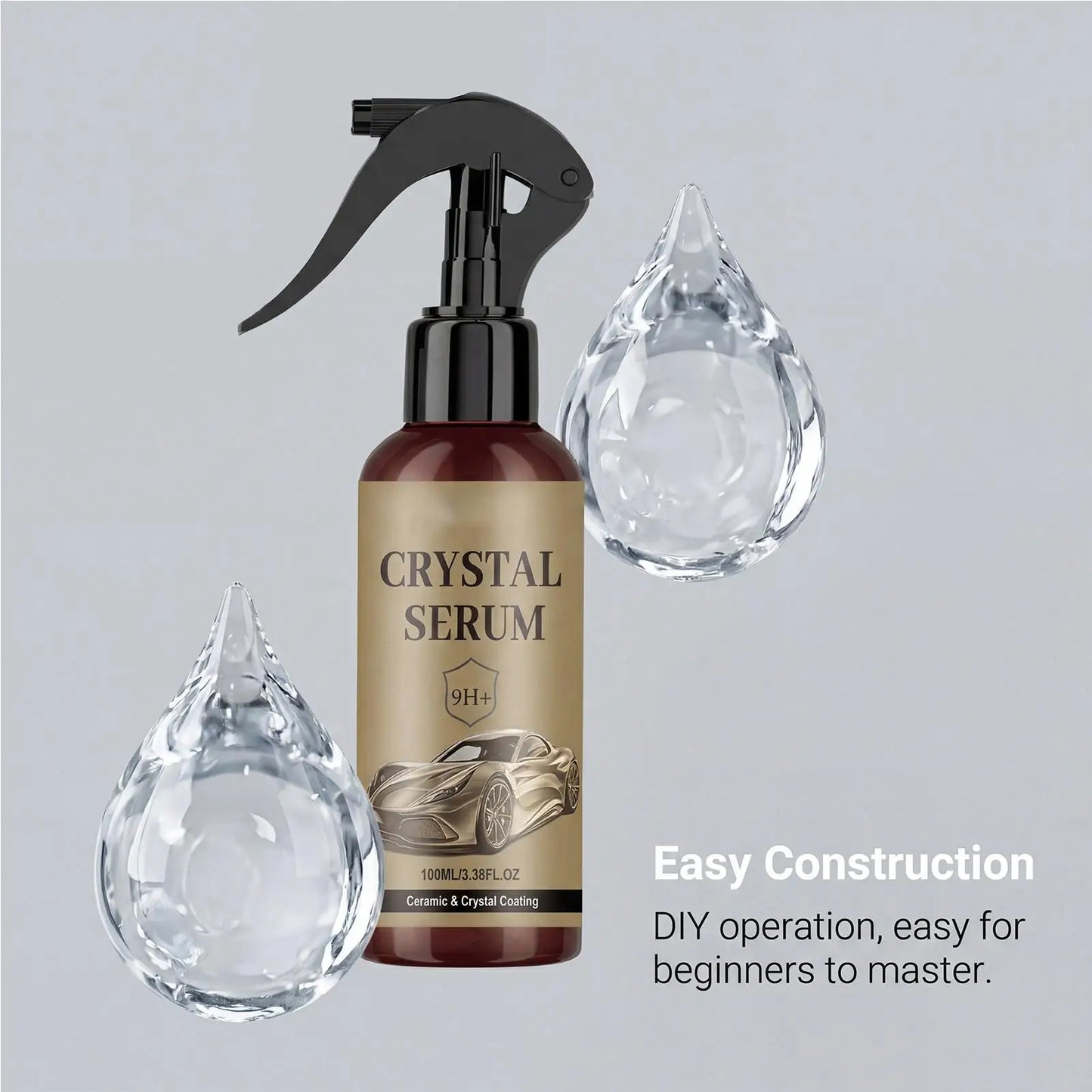 Auto-Keramikbeschichtungsspray 9H Professionelles Mittel 100ml Autolackbeschichtung mit Schwamm und Tuch für Autopfle...