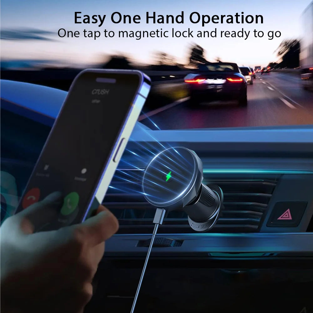 15 W magnetischer kabelloser Autotelefonhalter, verstellbar, 360 Grad, Autoladegerät für iPhone 16 15 14 13 12 Xiaomi...