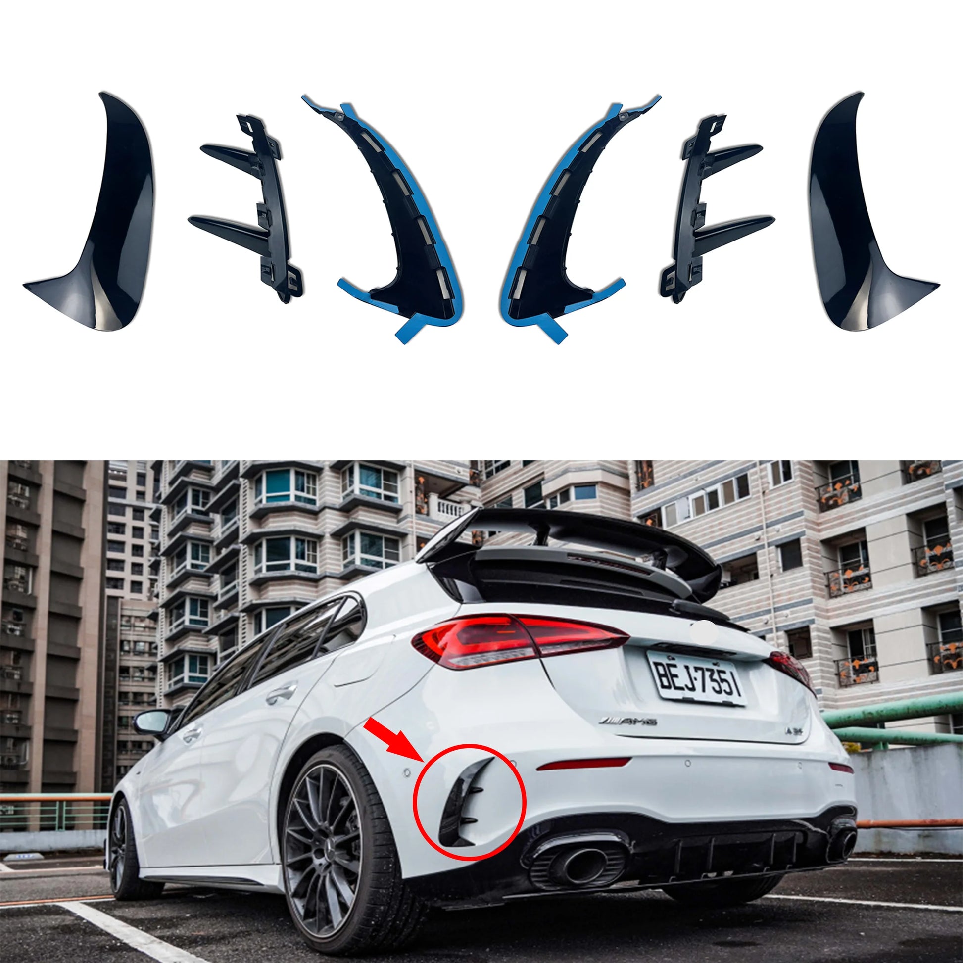Heckspoiler Canards Splitter für Mercedes Benz W177 – SwissGlanzGarage Ansicht 2