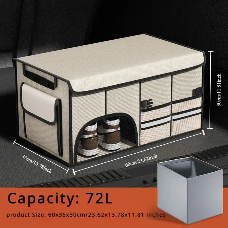 Auto Stamm Lagerung Box Multi-fächer Organizer Tasche Anti Slip Faltbare Fracht Verstauen Aufräumen Organizer auto In...