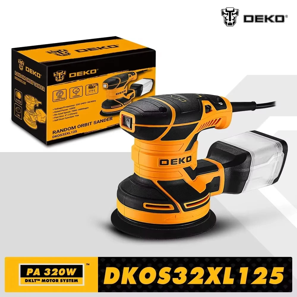 DEKO DKOS32XL125 320 W Geschwindigkeit 14.000 Uhr Zufälliger Exzenterschleifer Home DIY Carpenter Starker Staubsammel...