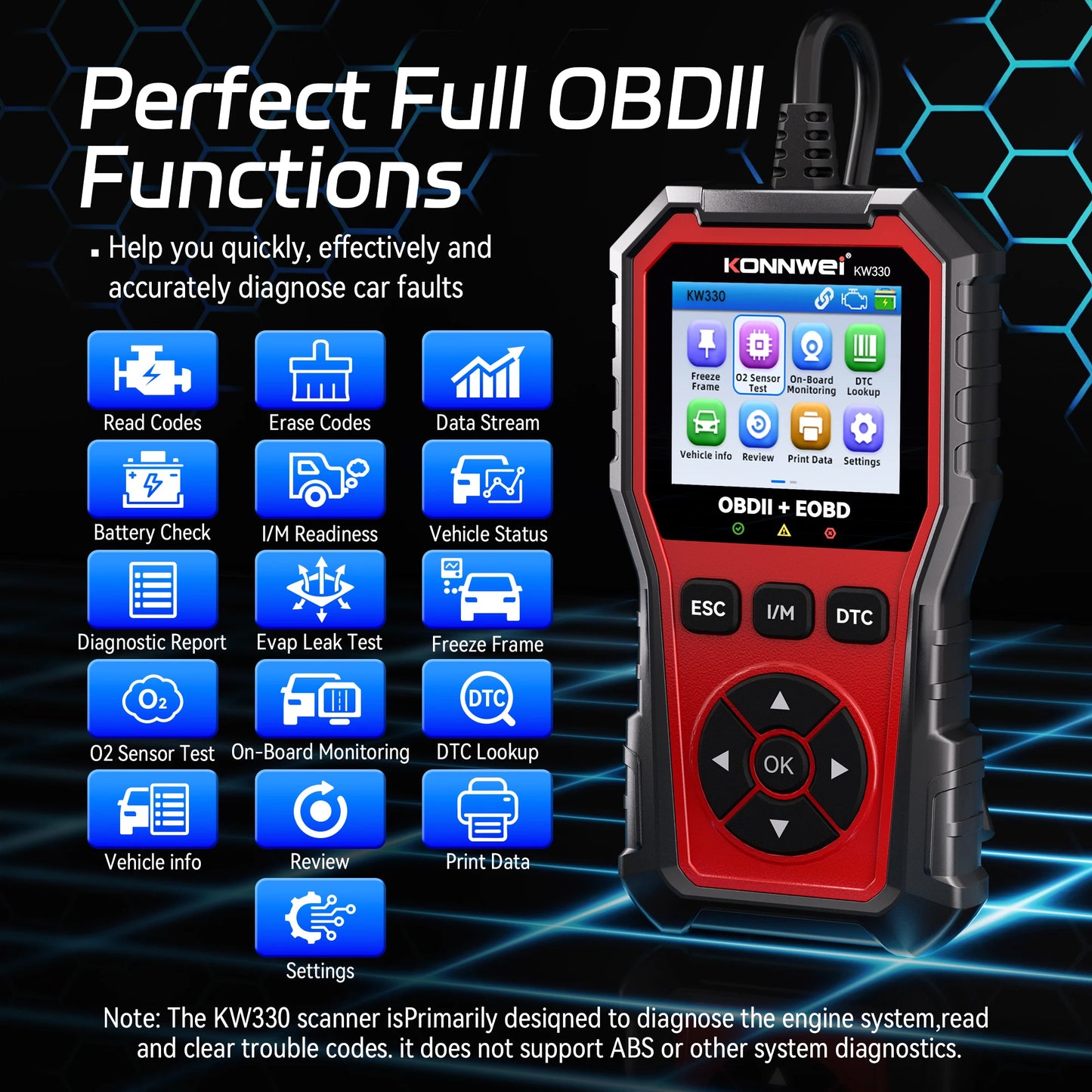KONNWEI KW330 OBD2 Diagnosetool – SwissGlanzGarage Ansicht 3