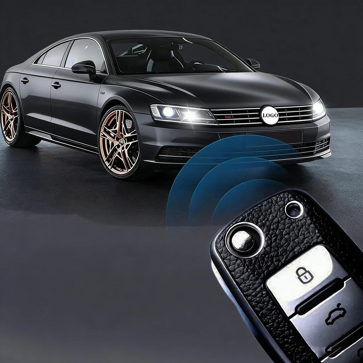 Leder TPU Autoschluessel-Huelle VW – SwissGlanzGarage Ansicht 3