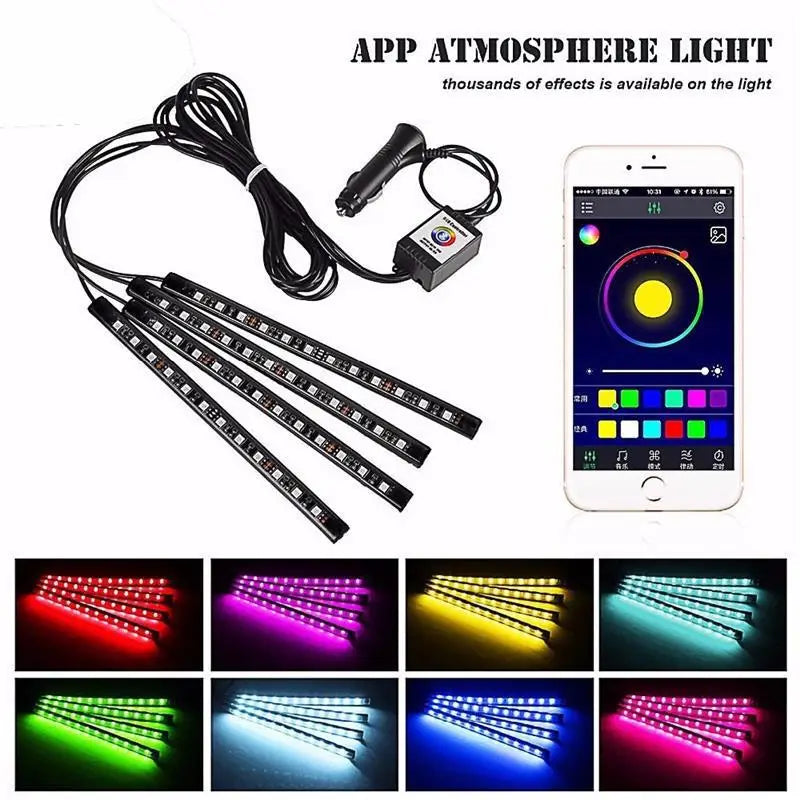 Neon LED Auto Innen Umgebungs Fuß Streifen Licht Kit Zubehör RGB