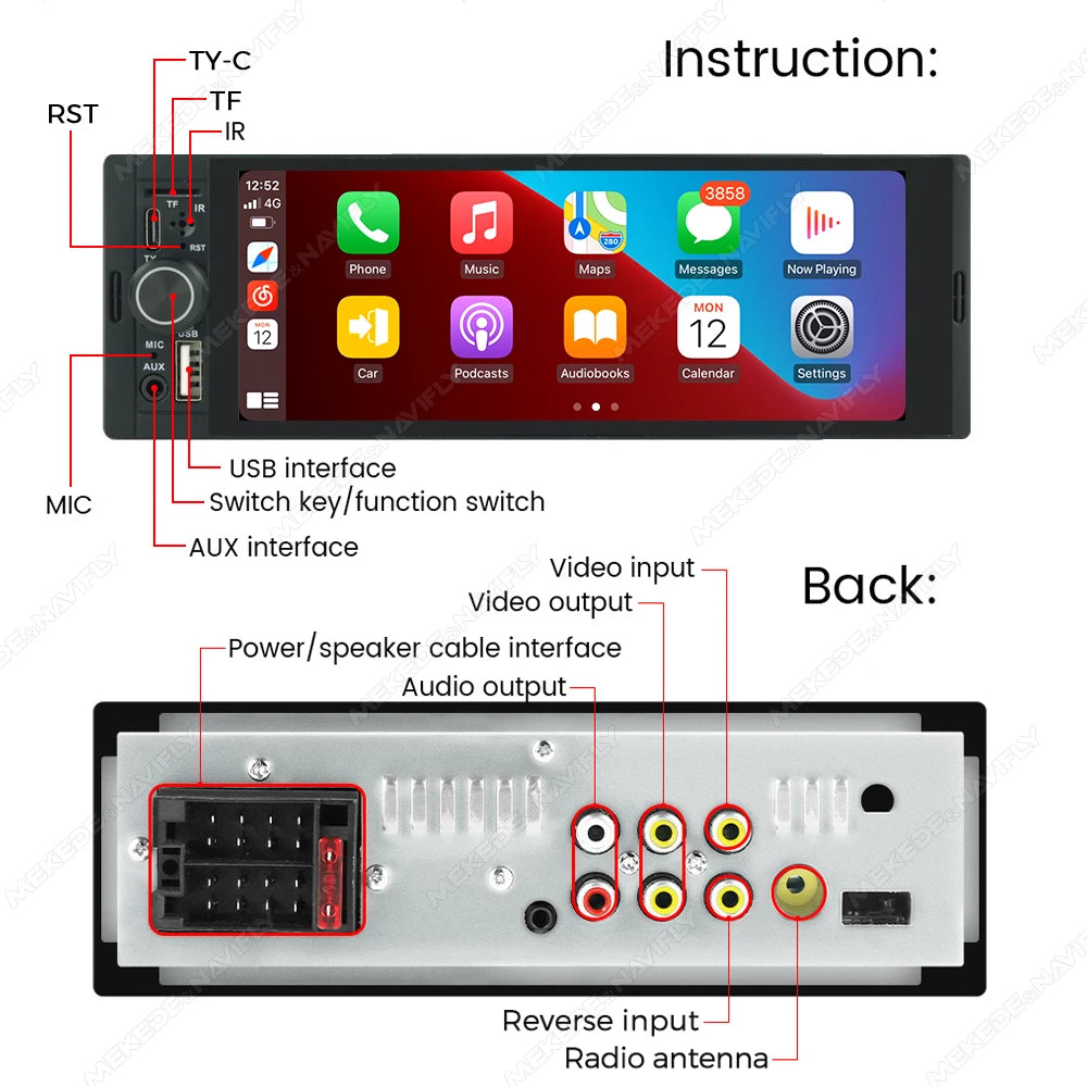 1Din CarPlay Android AUTO HD Autoradio – SwissGlanzGarage Ansicht 5