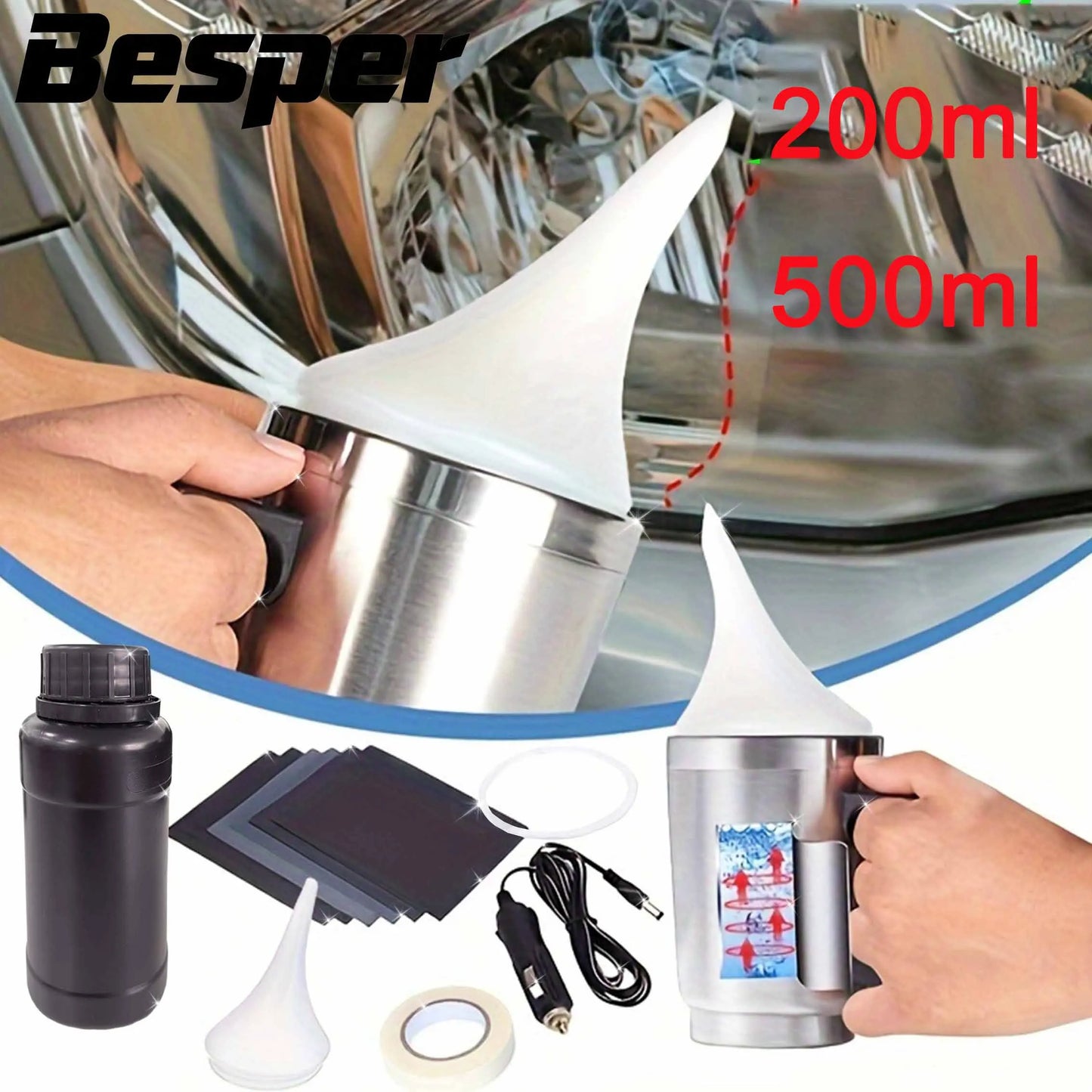 Scheinwerfer-Polier- und Restaurierungsset für Autos – enthält 200 ml/500 ml Zer