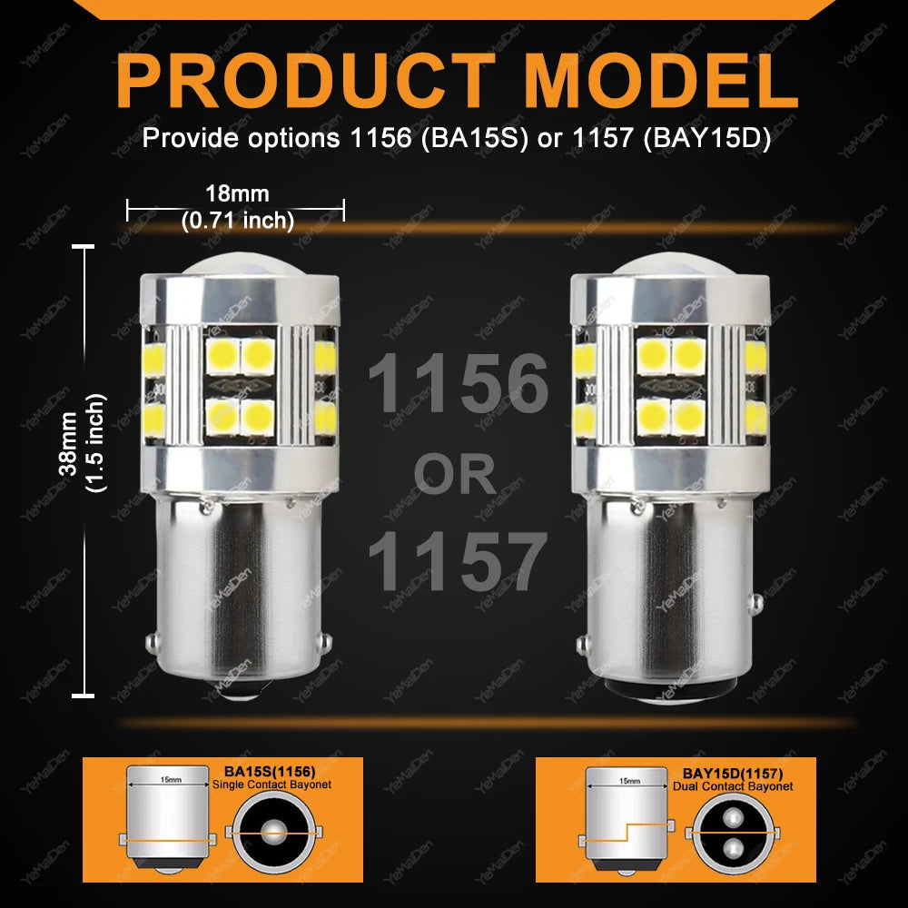 1156 1157 BA15S BAY15D LED Birne 12V 6500K – SwissGlanzGarage Ansicht 2