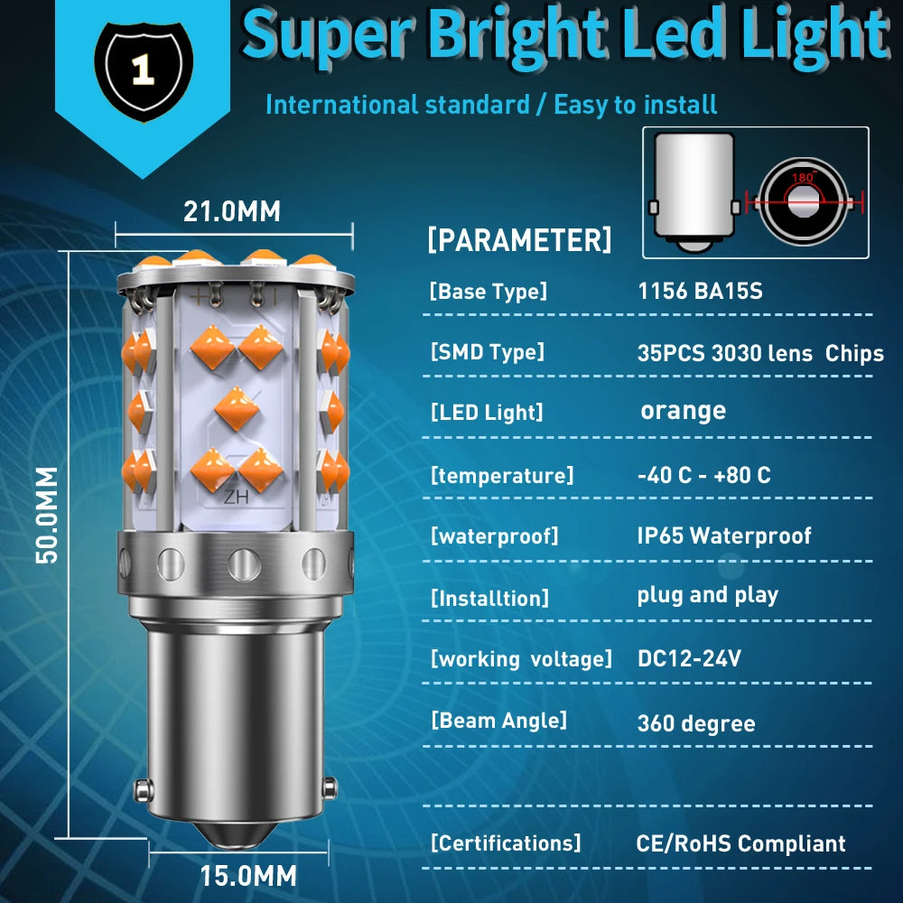 1156 P21W BA15S PY21W LED Blinkerbirne Set – SwissGlanzGarage Ansicht 2