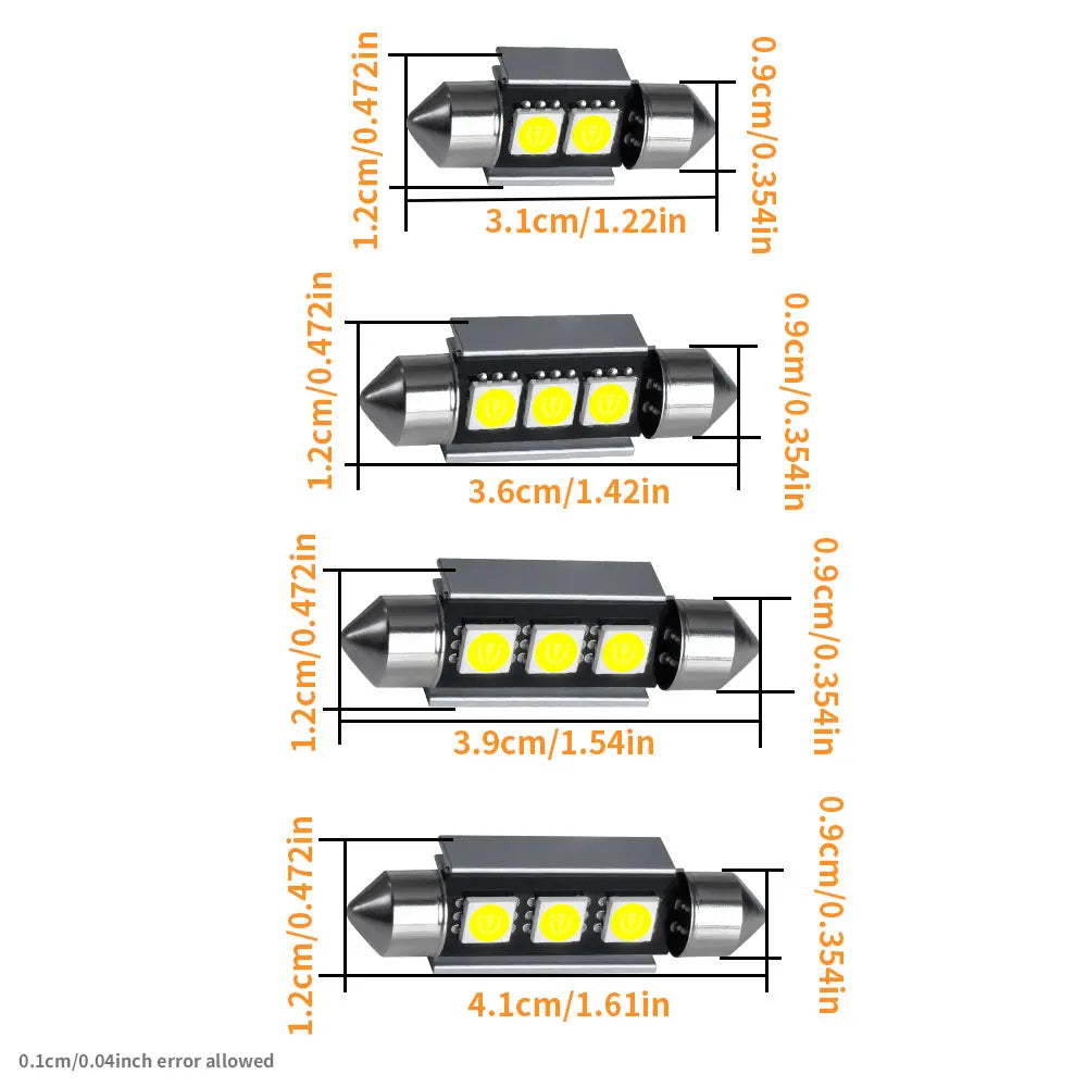 Festoon LED-Birne 31/36/39/41MM Innenraum-Beleuchtung – SwissGlanzGarage Ansicht 6