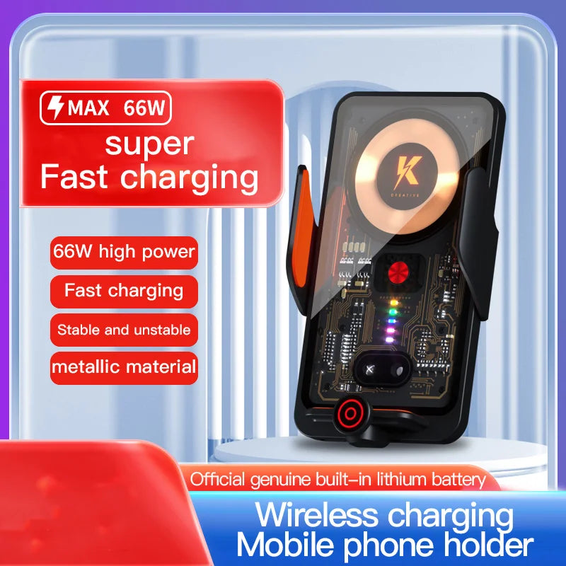 Neuer Original-Autotelefonhalter 66W Kabelloses Ladegerät Transparenter Schnell-Navigationsständer Tragbarer Schnell-...