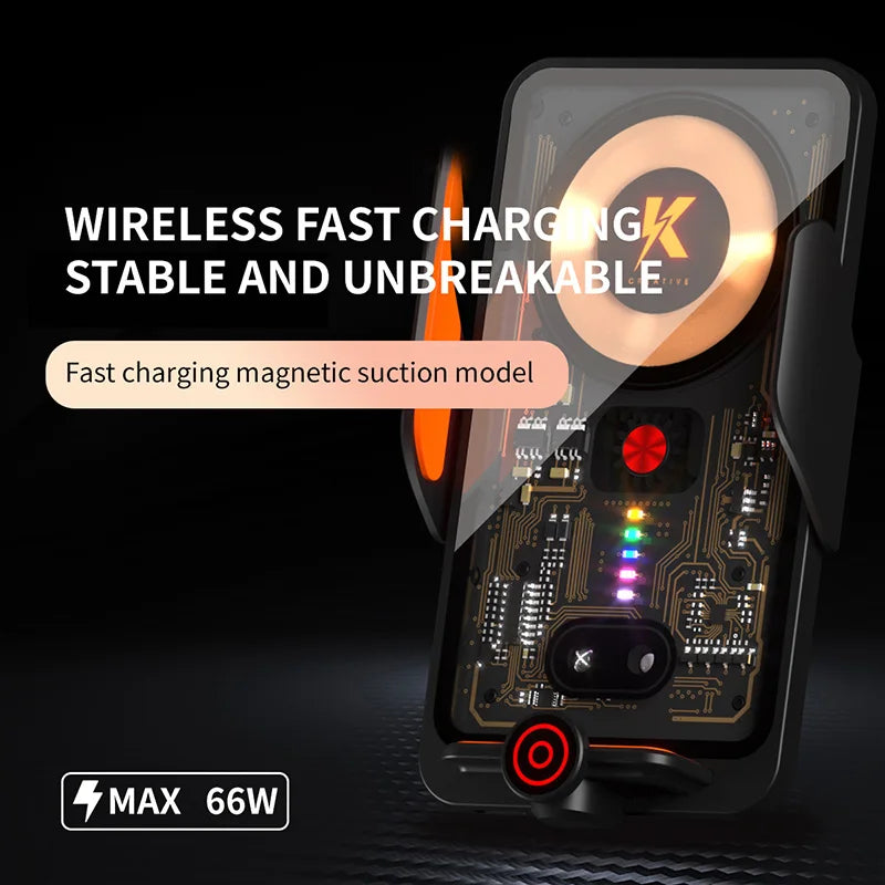 Neuer Original-Autotelefonhalter 66W Kabelloses Ladegerät Transparenter Schnell-Navigationsständer Tragbarer Schnell-...