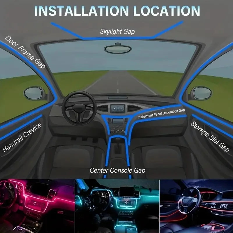 5M/197 Zoll-7 Farben RGB Auto LED Innenbeleuchtung Streifen Led Streifen Lichter Rgbic EL Drähte Flexible Umgebungsbe...