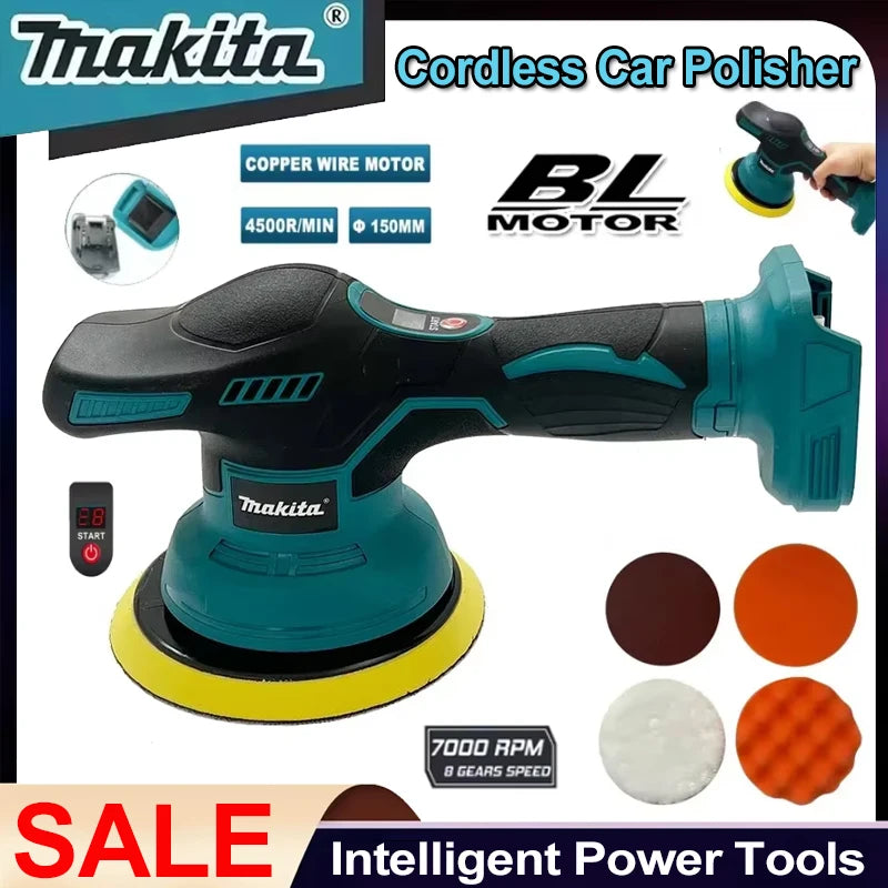 Makita Akku-Poliermaschine 8 Gänge Digital-Display 18V für Autoaufbereitung
