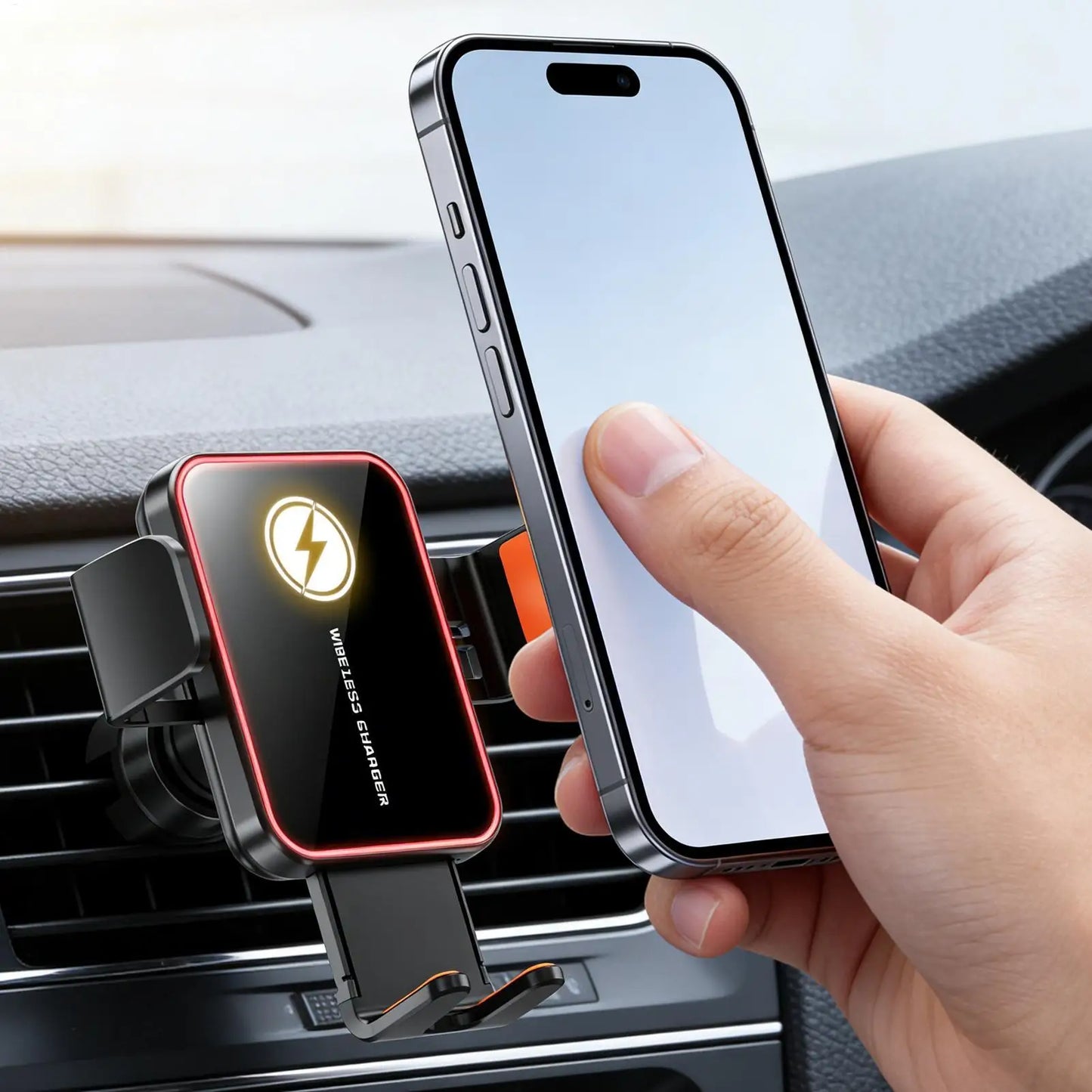 Auto-Handyhalterung mit Ladefunktion, Kabellose Schnellladestation, Navigationsständer für iPhone und Android, SUV, W...
