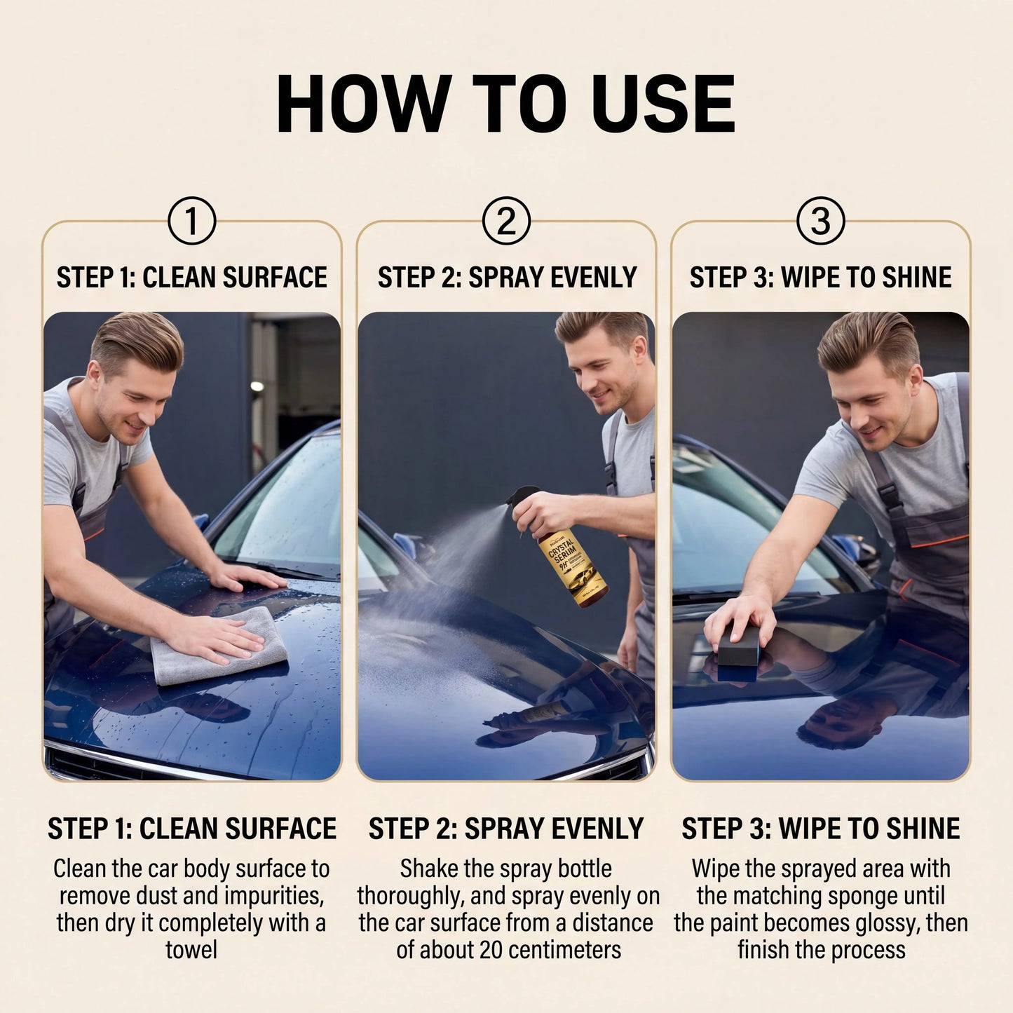 Keramikbeschichtung für Autos, Lackschutzspray, hydrophober Versiegelungslack, Auto-Detailing-Politur, wasserloses Wa...