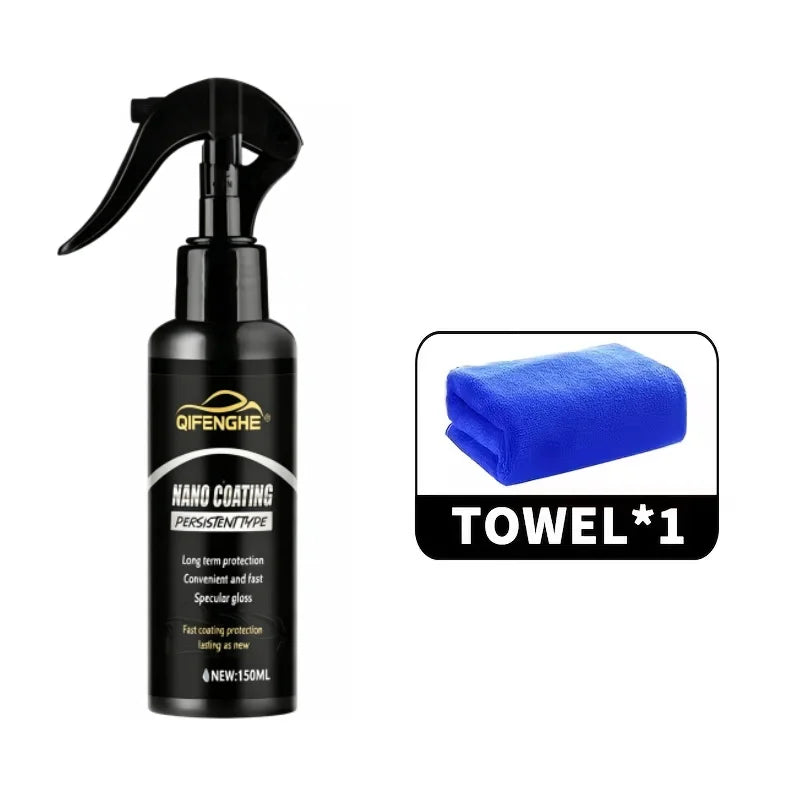 Auto Nano-Beschichtungsspray 150ml mit Tuch, Schnelle Lackschutzschicht & Spiegelglanz, Langanhaltender Schutz für Autos